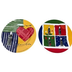 2 Coca Cola  Melamine Plates By Gibson 8.5" Diameter 1998